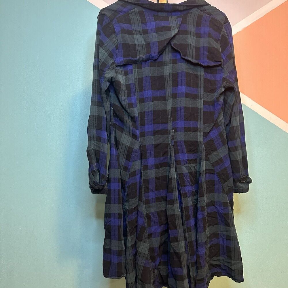 Torrid Blue‎ Green Plaid Longline Trench Coat Size Large (0) Preppy - Picture 5 of 5